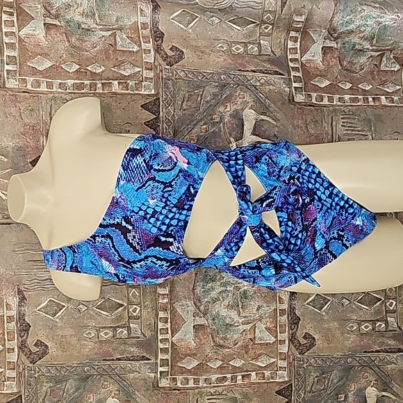 Snakeskin Knot Waist 1 Shoulder 1 piece swim suit bathing suit not worn bra pads - Picture 4 of 12